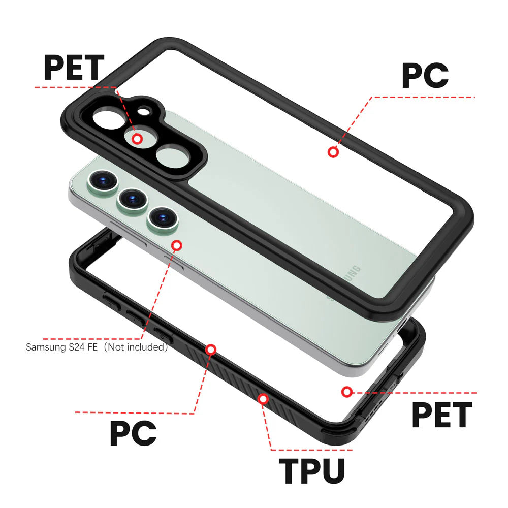 Samsung Galaxy S24 FE SM-S721 Waterproof Case | IP68 shock & water proof Cover w/ X-Mount & Carabiner