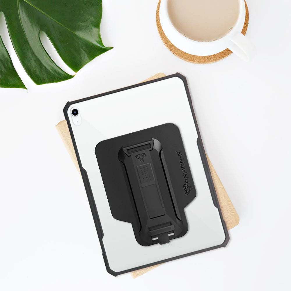 DXS-iPad-N5 | iPad 11-Inch (11th Gen / A16) | Ultra slim 4 corner Anti-impact tablet case with hand strap kick-stand & X-Mount