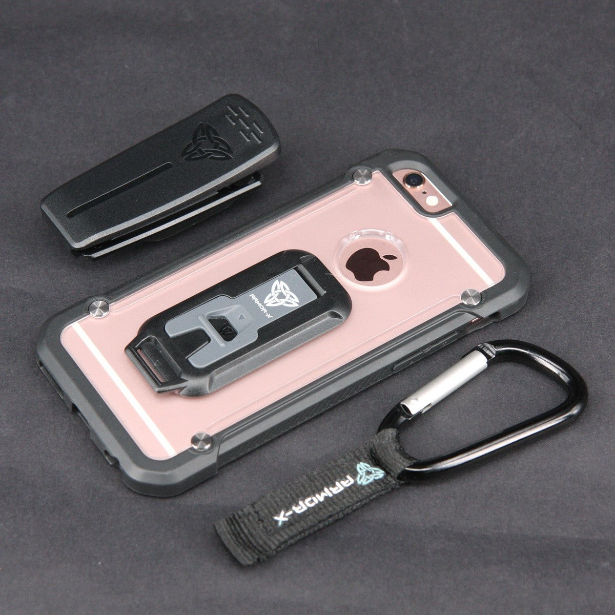 CX-I7BT-BK ARMOR-X IPHONE 7 SHOCKPROOF RUGGED CASE + BELT CLIP & CARABINER