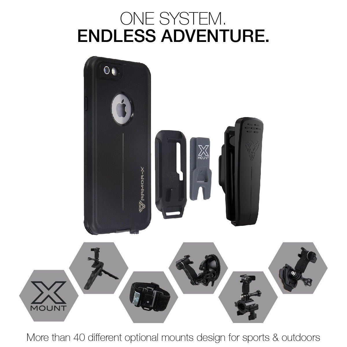 MX-AP7-BK IP68 WATERPROOF CASES FOR IPHONE 7/8 WITH CARABINER