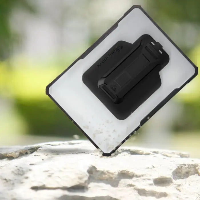 DXS-IPAD-N3 | IPAD 10.2 (7TH & 8TH & 9TH GEN.) 2019 / 2020 / 2021 | ULTRA SLIM 4 CORNER ANTI-IMPACT TABLET CASE WITH HAND STRAP KICK-STAND & X-MOUNT