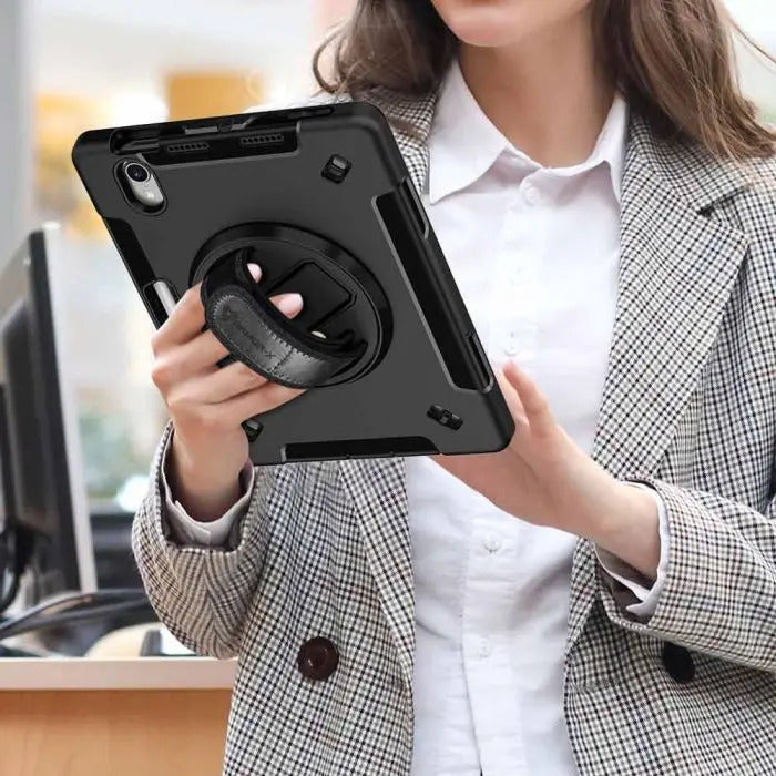 RIN-IPAD-M6 | IPAD MINI 6 | RAINPROOF MILITARY GRADE RUGGED CASE WITH HAND STRAP AND KICK-STAND SUPPORTS APPLE PENCIL WIRELESS CHARGING