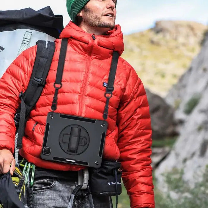 RIN-iPad-PR8 | iPad Pro 11 ( 1st / 2nd / 3rd / 4th Gen ) 2018 / 2020 / 2021 / 2022 | Rainproof military grade rugged case with hand strap & kick-stand & pen holder