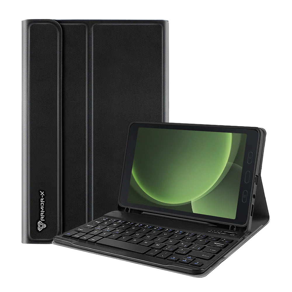 Samsung Galaxy Tab Active5 SM-X306B / Tab Active3 SM-T570 SM-T575 SM-T577 | Detachable Keyboard Case with PU leather Folio Cover | HKV-SS-X306