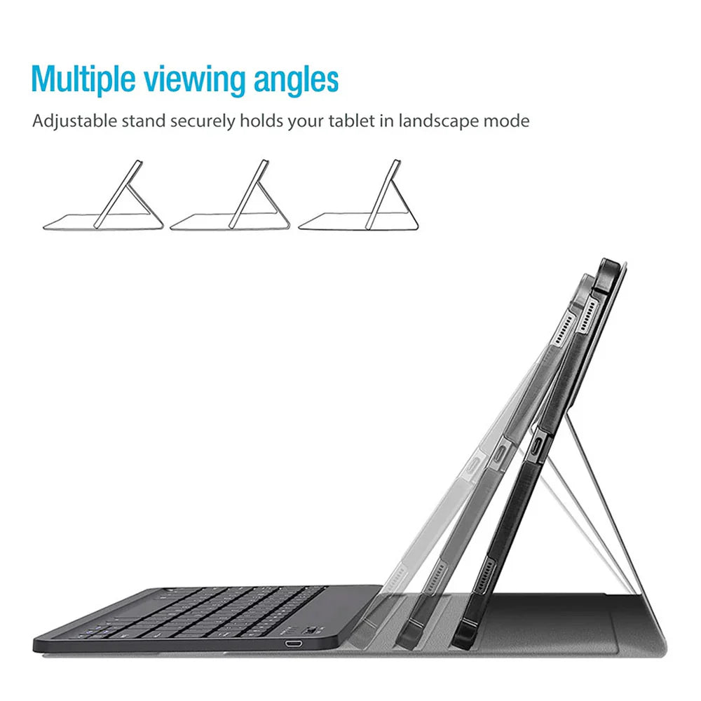 Samsung Galaxy Tab Active5 SM-X306B / Tab Active3 SM-T570 SM-T575 SM-T577 | Detachable Keyboard Case with PU leather Folio Cover | HKV-SS-X306