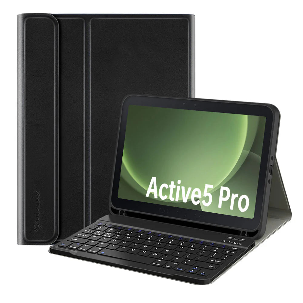 Samsung Galaxy Tab Active5 Pro (10.1-inch) SM-X350 SM-X356 SM-X358 / Active4 Pro / Active Pro | Detachable Keyboard Case with PU leather Folio Cover | HKV-SS-X350