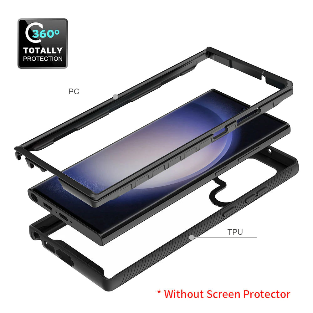 Samsung Galaxy S23 Ultra SM-S918 Case | Protection Military Grade w/ KEY Mount & Carabiner - Black | HX-SS23-S23U