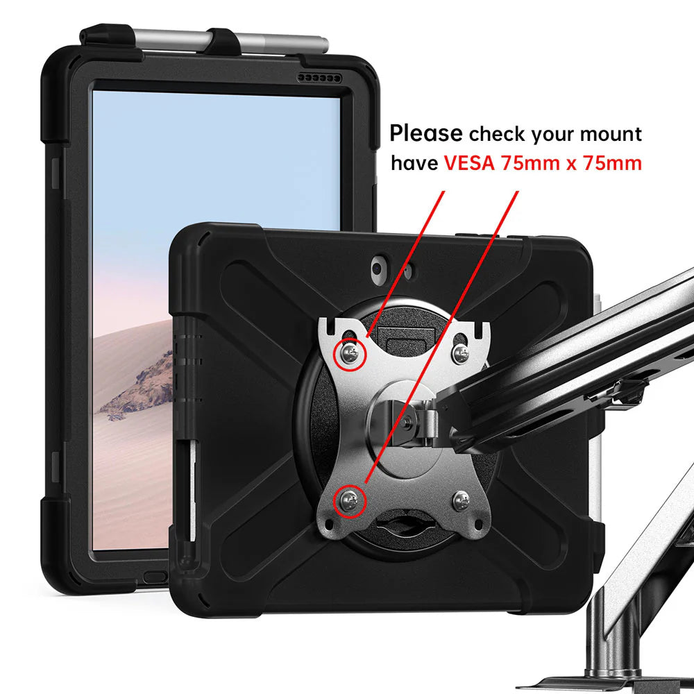 JVN-SS-X350 | Samsung Galaxy Tab Active5 Pro SM-X350 SM-X356 / Active4 Pro SM-T630 T636 DM-638U / Active Pro SM-T545 T547 | Ultra 3 Layers Shockproof Rugged Case With VESA 75x75mm Mounting Holes & Kick-stand