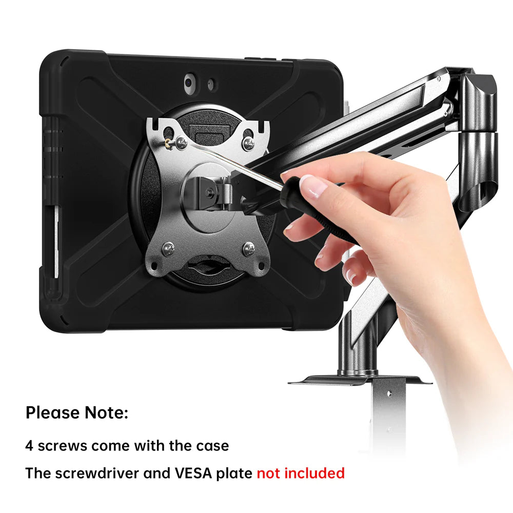JVN-SS-X350 | Samsung Galaxy Tab Active5 Pro SM-X350 SM-X356 / Active4 Pro SM-T630 T636 DM-638U / Active Pro SM-T545 T547 | Ultra 3 Layers Shockproof Rugged Case With VESA 75x75mm Mounting Holes & Kick-stand