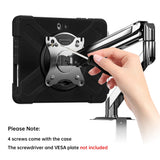 Samsung Galaxy Tab Active5 Pro SM-X350 SM-X356 / Active4 Pro SM-T630 T636 DM-638U / Active Pro SM-T545 T547 | Ultra 3 Layers Shockproof Rugged Case With VESA 75x75mm Mounting Holes & Kick-stand | JVN-SS-X350 — view 2