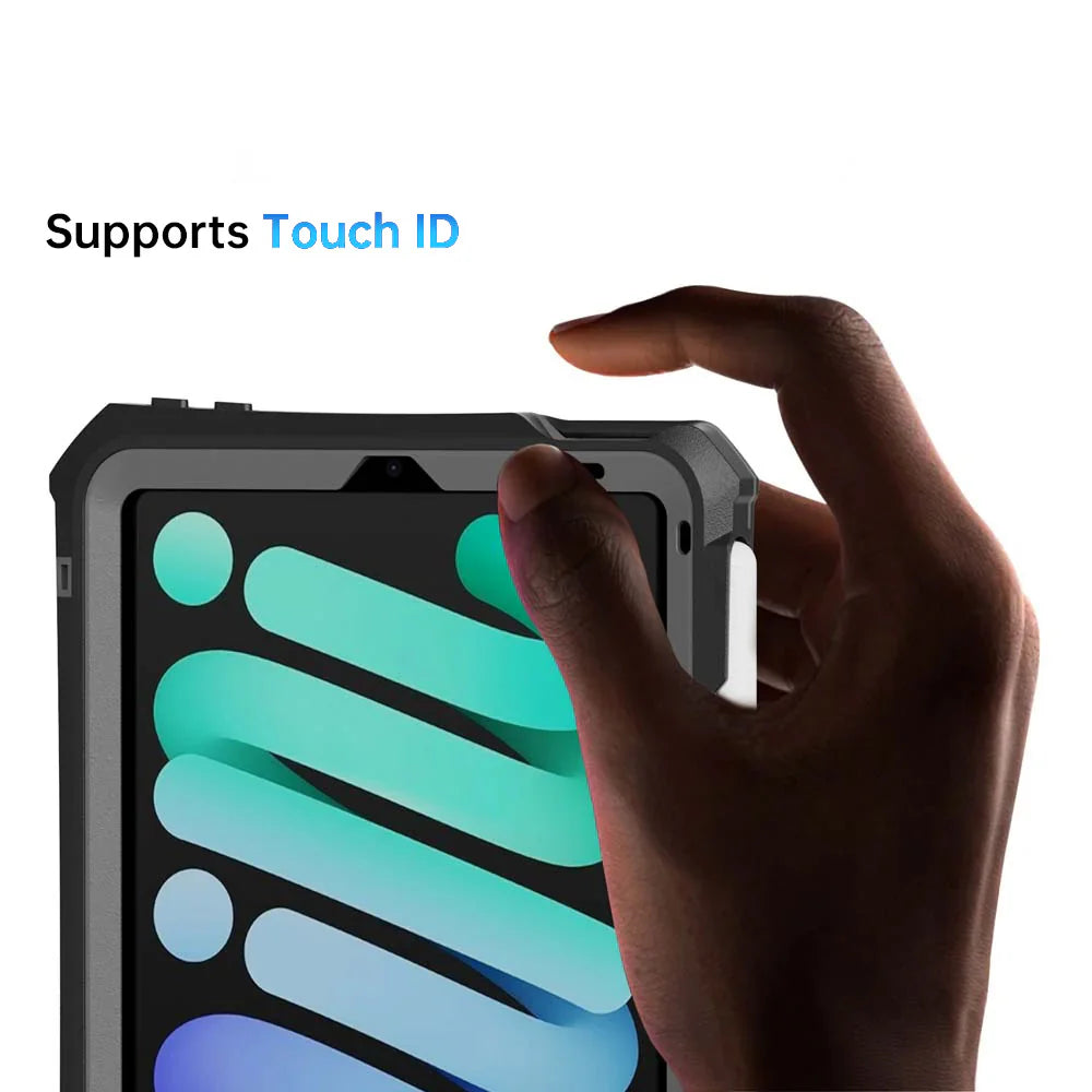 iPad mini 6/7 | IP68 Waterproof, Shock & Dust Proof Case W/ Hand Strap, Kickstand & X-mount Supports Apple Pencil 2 Wireless Charging | MXS-IPAD-M6