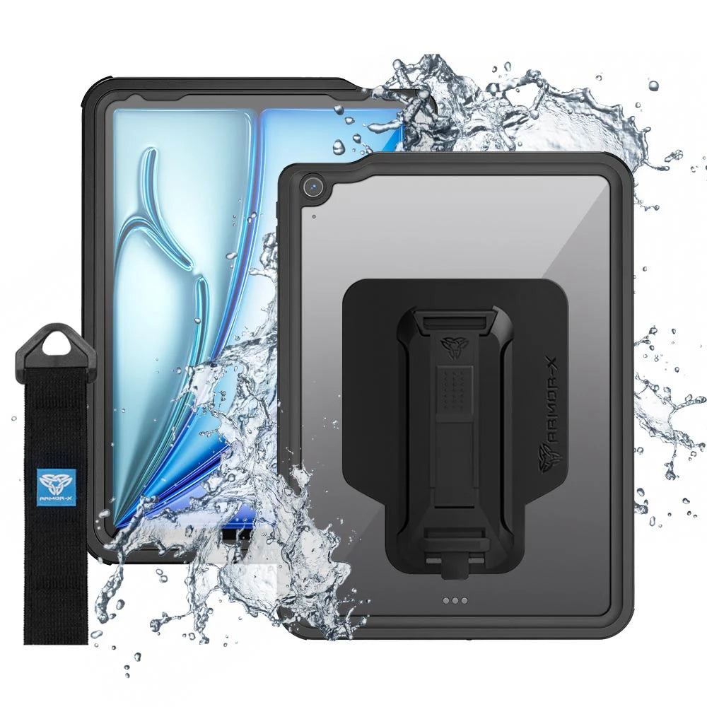 iPad Air 11 ( M2/M3 ) | IP68 Waterproof, Shock & Dust Proof Case With Handstrap & Kickstand & X-Mount | MXS-iPad-A5