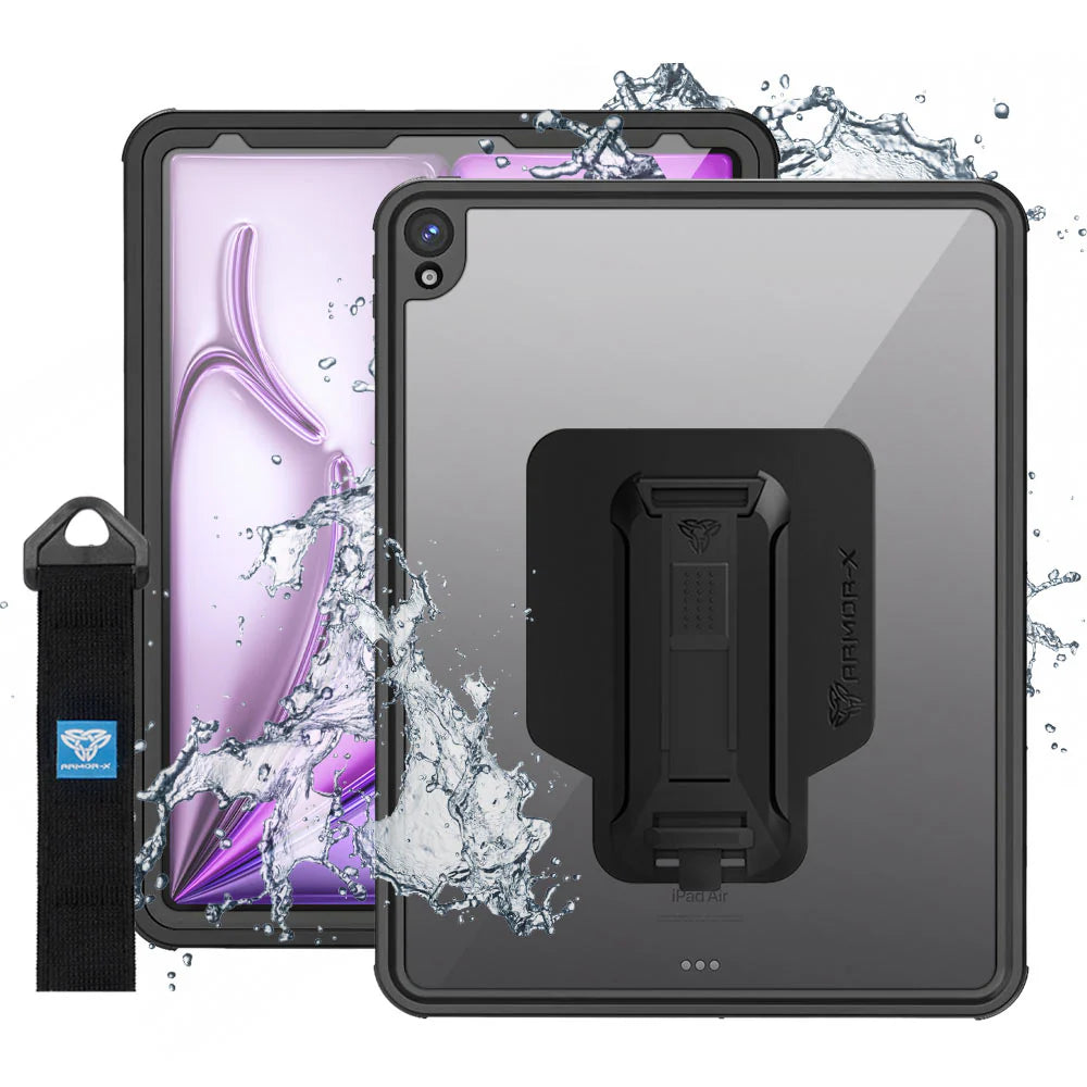 iPad Air 13 ( M2/M3 ) | IP68 Waterproof, Shock & Dust Proof Case With Handstrap & Kickstand & X-Mount | MXS-iPad-A6