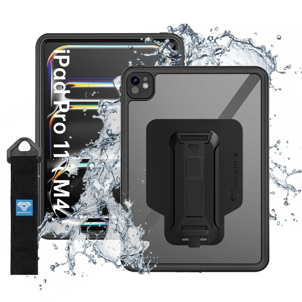 iPad Pro 11 ( M4/M5 ) | IP68 Waterproof, Shock & Dust Proof Case With Handstrap & Kickstand & X-Mount | MXS-iPad-PR11