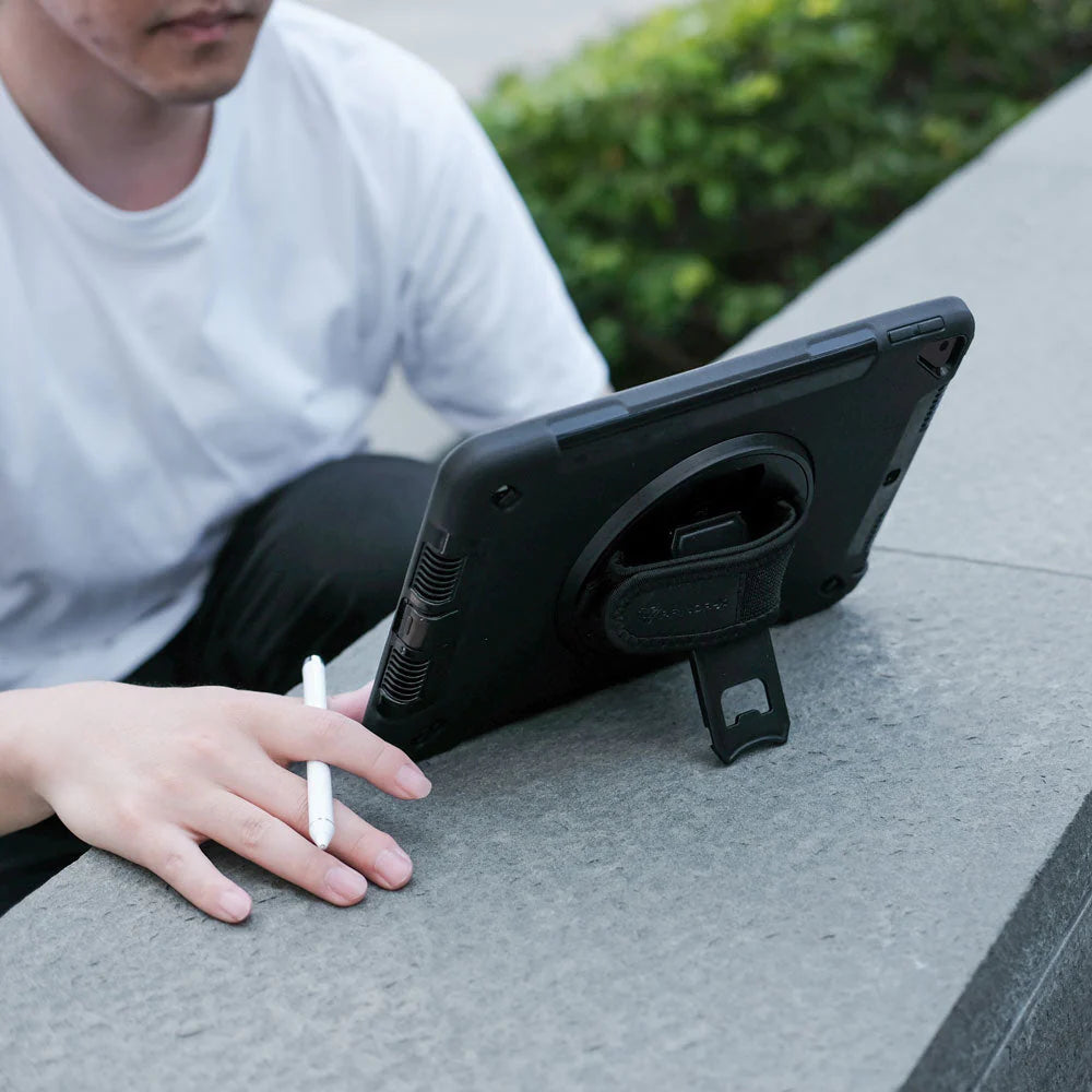 RIN-iPad-N3S | iPad 10.2 (7TH & 8TH GEN.) 2019 / 2020 | Rainproof military grade rugged case with hand strap and kick-stand