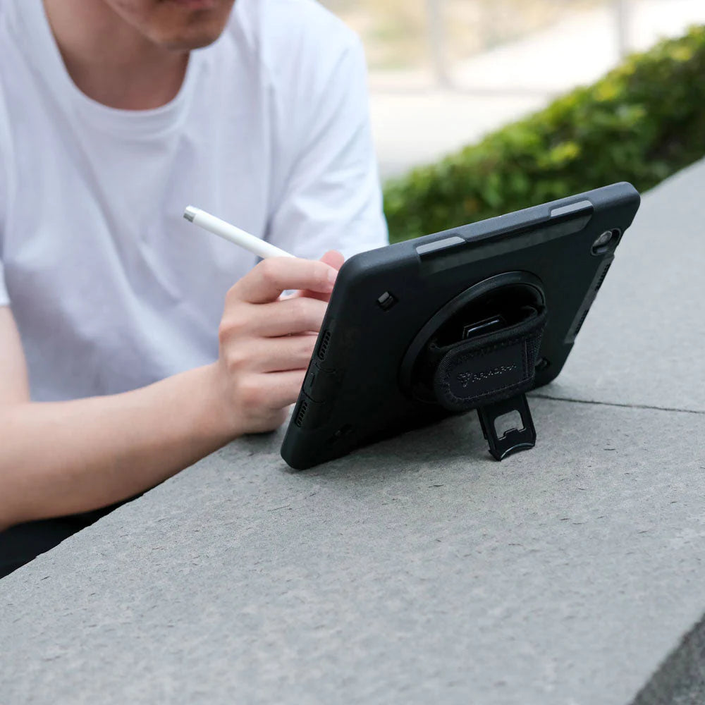 Samsung Galaxy Tab A9 ( 8.7" ) SM-X110 / SM-X115 | Rainproof military grade rugged case with hand strap and kick-stand | RIN-SS-X110