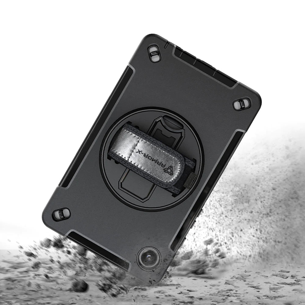Samsung Galaxy Tab A9 ( 8.7" ) SM-X110 / SM-X115 | Rainproof military grade rugged case with hand strap and kick-stand | RIN-SS-X110