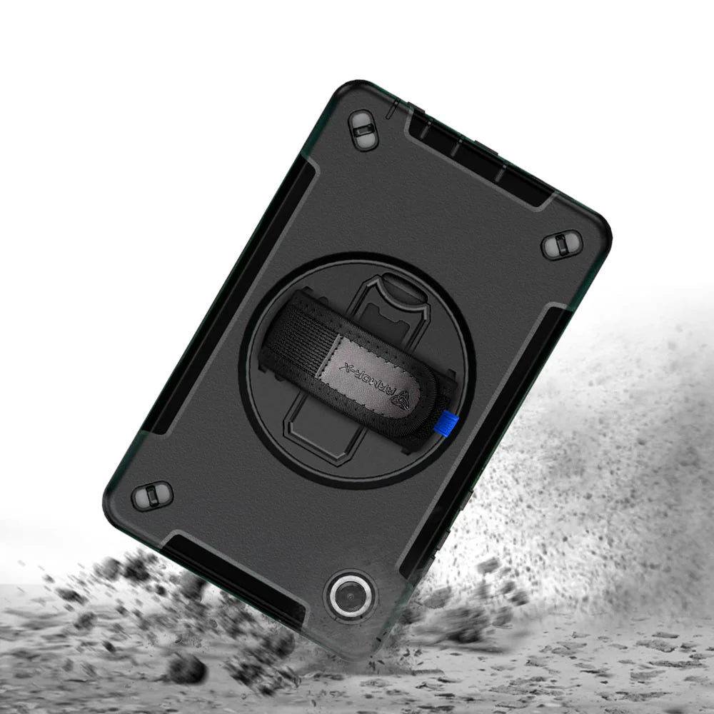 Samsung Galaxy Tab A11 ( 8.7" ) SM-X133 / SM-X135 | Rainproof military grade rugged case with hand strap and kick-stand | RIN-SS-X135