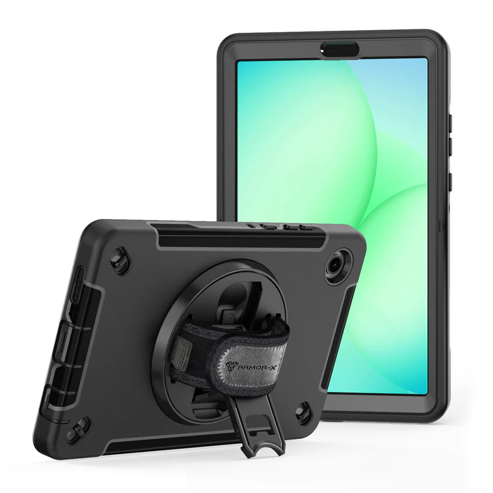 Samsung Galaxy Tab A11 ( 8.7" ) SM-X133 / SM-X135 | Rainproof military grade rugged case with hand strap and kick-stand | RIN-SS-X135