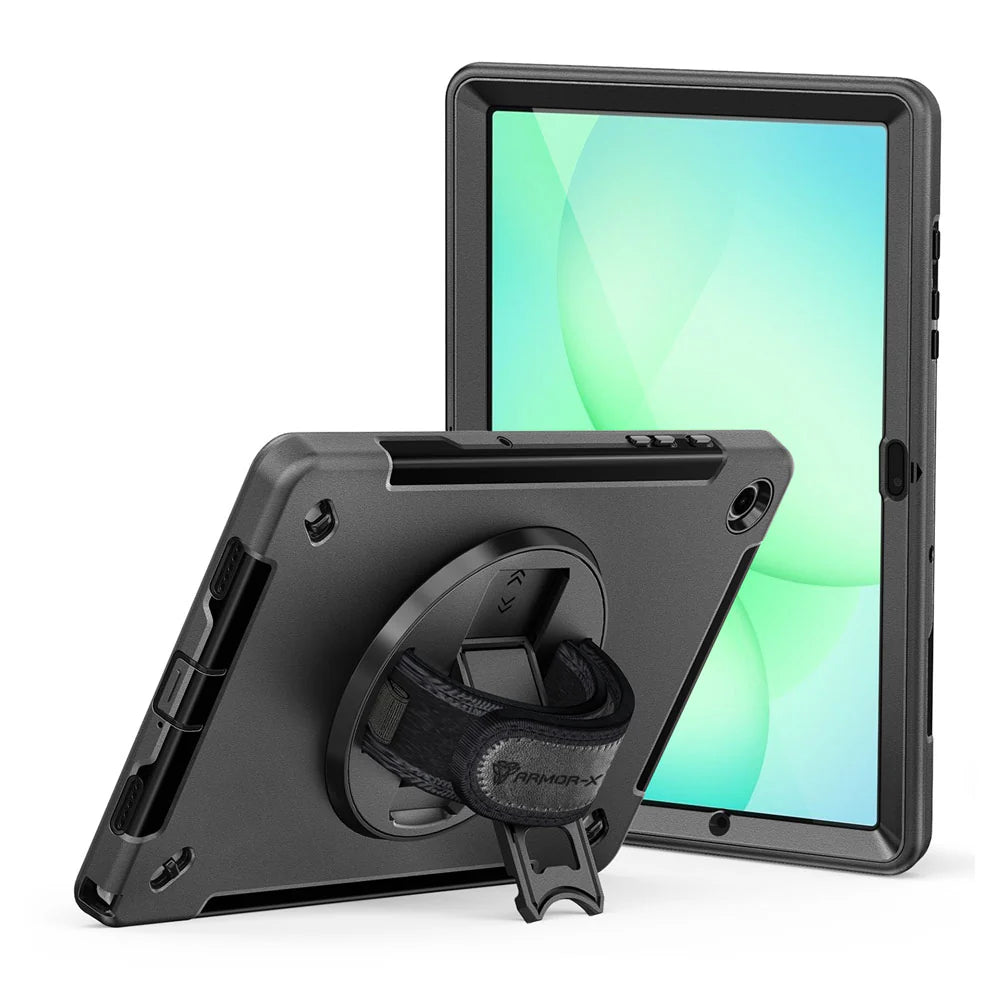 Samsung Galaxy Tab A11+ A11 Plus ( 11" ) SM-X230 / SM-X235 / SM-X236 / SM-X238 | Rainproof military grade rugged case with hand strap and kick-stand | RIN-SS-X230