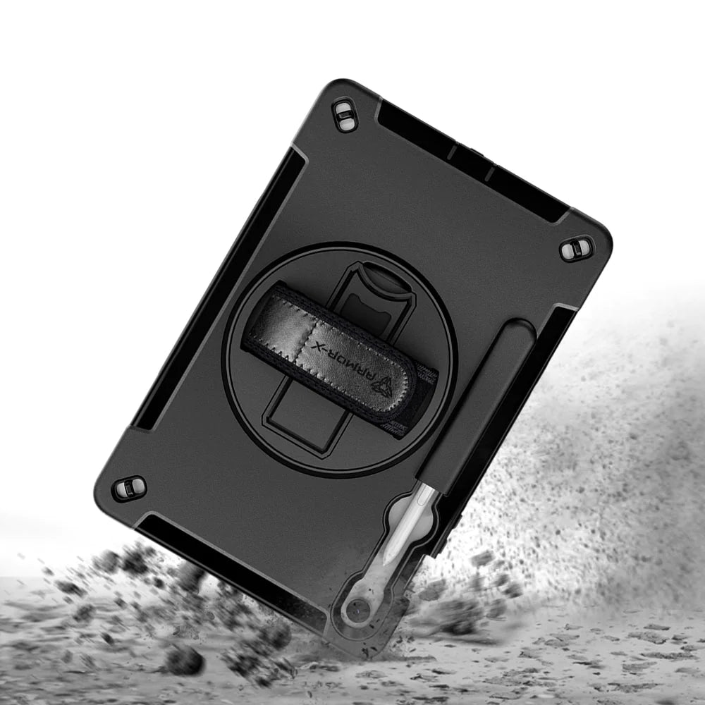 Samsung Galaxy Tab S9 FE SM-X510 X516 X518 | Rainproof military grade rugged case with hand strap and kick-stand | RIN-SS-X510