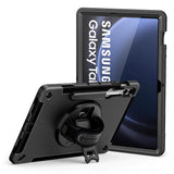 Samsung Galaxy Tab S9 FE+ S9 FE Plus SM-X610 X616 X618 | Rainproof military grade rugged case with hand strap and kick-stand | RIN-SS-X610 — view 1