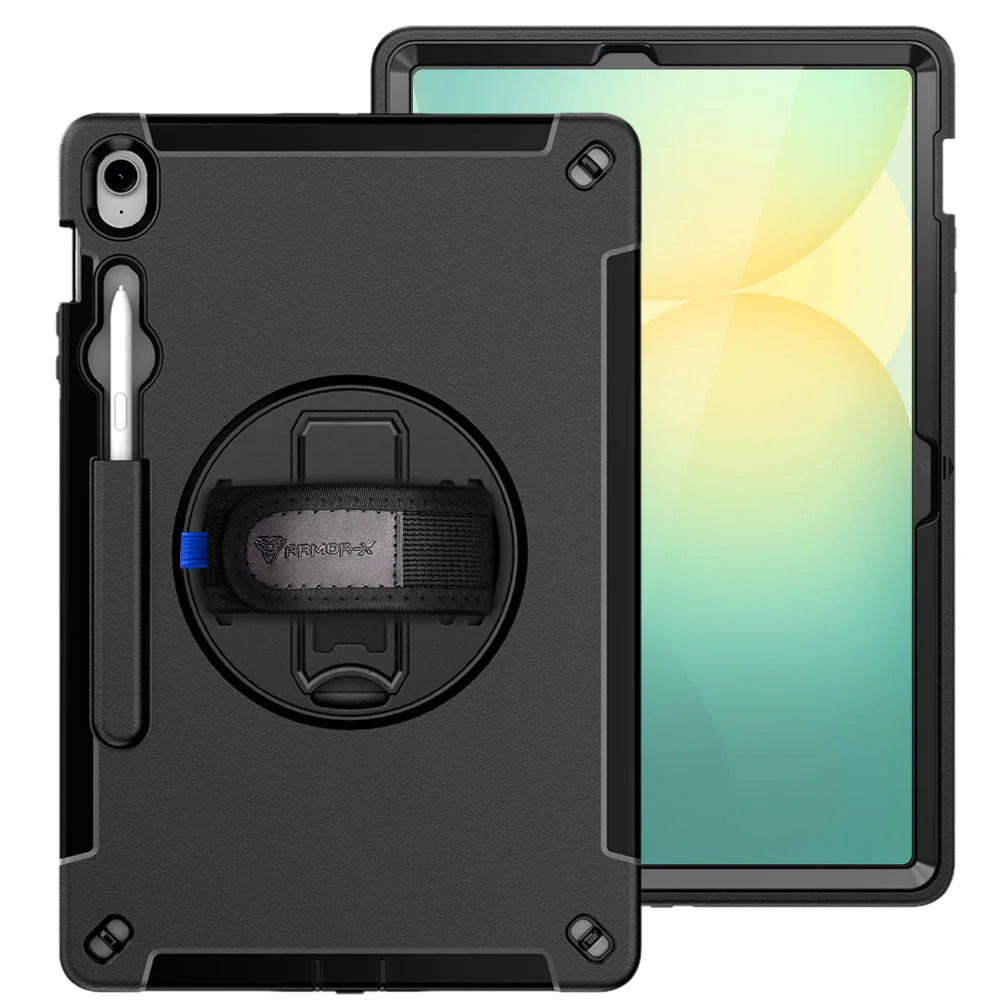 RIN-SS-X620 | Samsung Galaxy Tab S10 FE+ S10 FE Plus SM-X620 X626 X628 | Rainproof military grade rugged case with hand strap and kick-stand