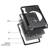 Samsung Galaxy Tab S11 SM-X730 / X736 / X738 | Rainproof military grade rugged case with hand strap and kick-stand | RIN-SS-X730 — view 4