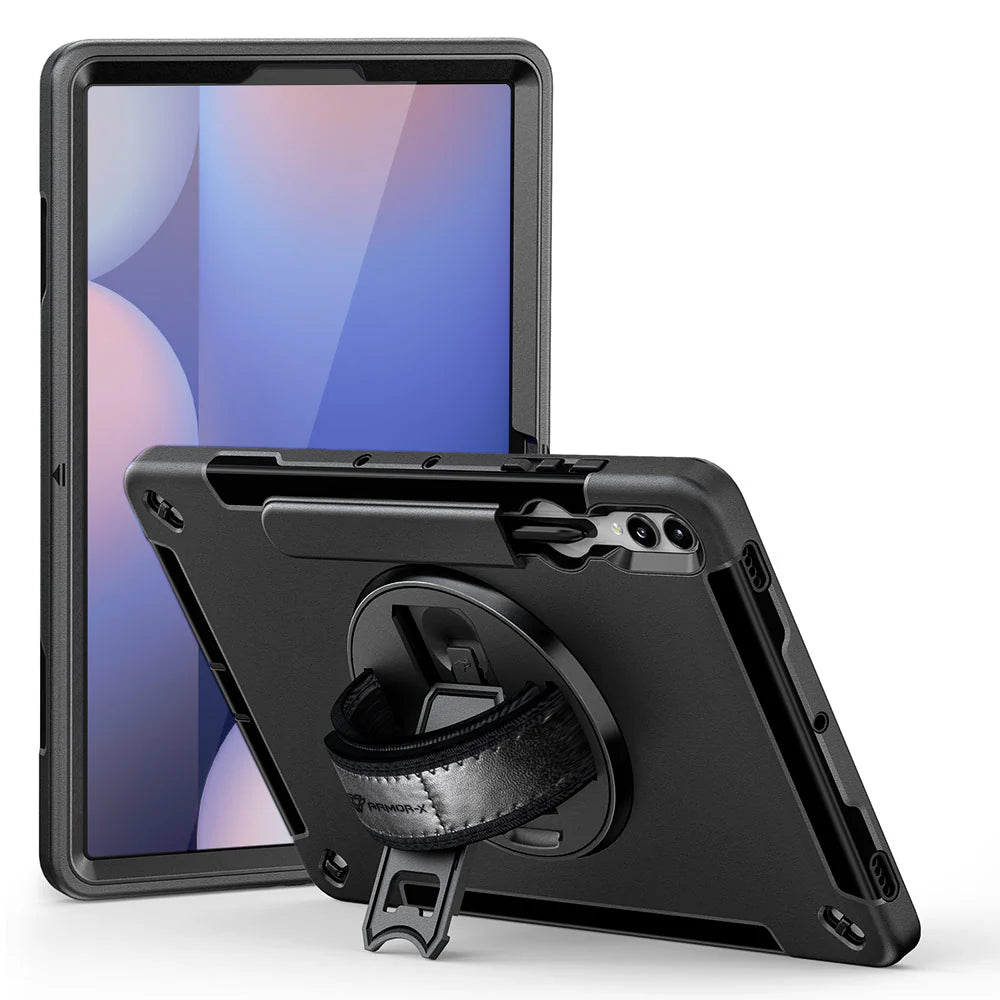 RIN-SS-X810 | Samsung Galaxy Tab S10+ S10 Plus SM-X820 / X826B | Rainproof military grade rugged case with hand strap and kick-stand