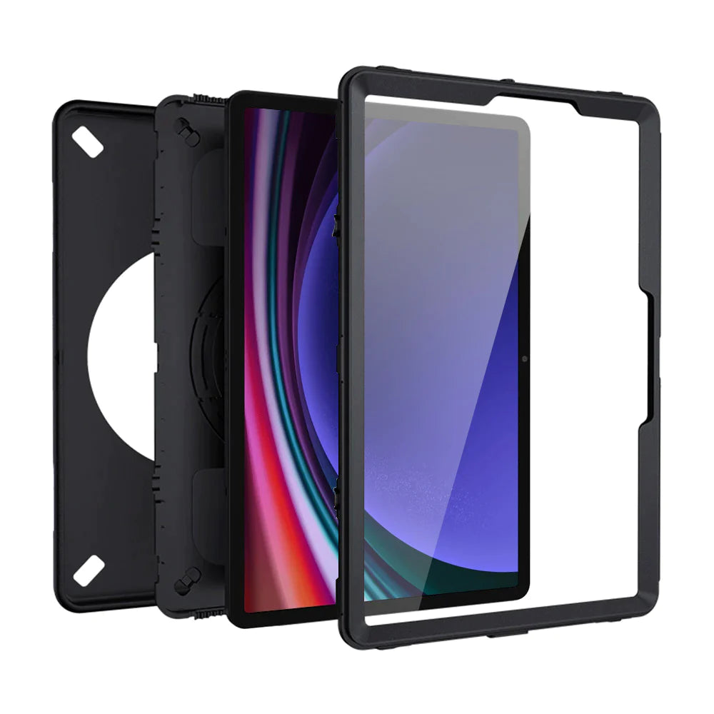 Samsung Galaxy Tab S9 SM-X710 / X716 | Rainproof military grade rugged case with hand strap and kick-stand | RIN-SS-X710
