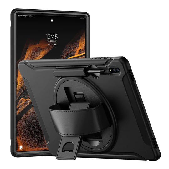 Samsung Galaxy Tab S8 Ultra SM-X900 / X906 | Rainproof military grade rugged case with hand strap and kick-stand | RIN-SS-X900