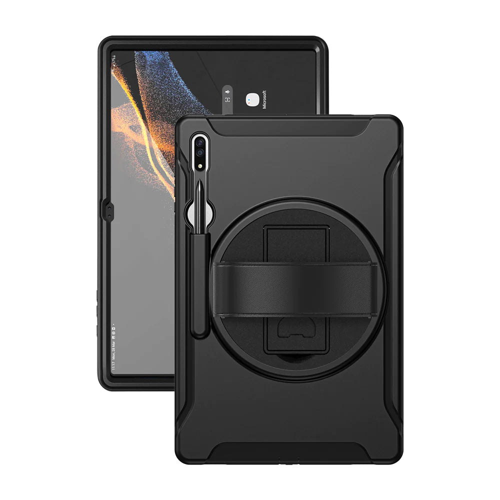 Samsung Galaxy Tab S8 Ultra SM-X900 / X906 | Rainproof military grade rugged case with hand strap and kick-stand | RIN-SS-X900