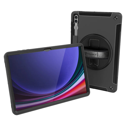 Samsung Galaxy Tab S9 Ultra SM-X910 / X916 | Rainproof military grade rugged case with hand strap and kick-stand | RIN-SS-X910