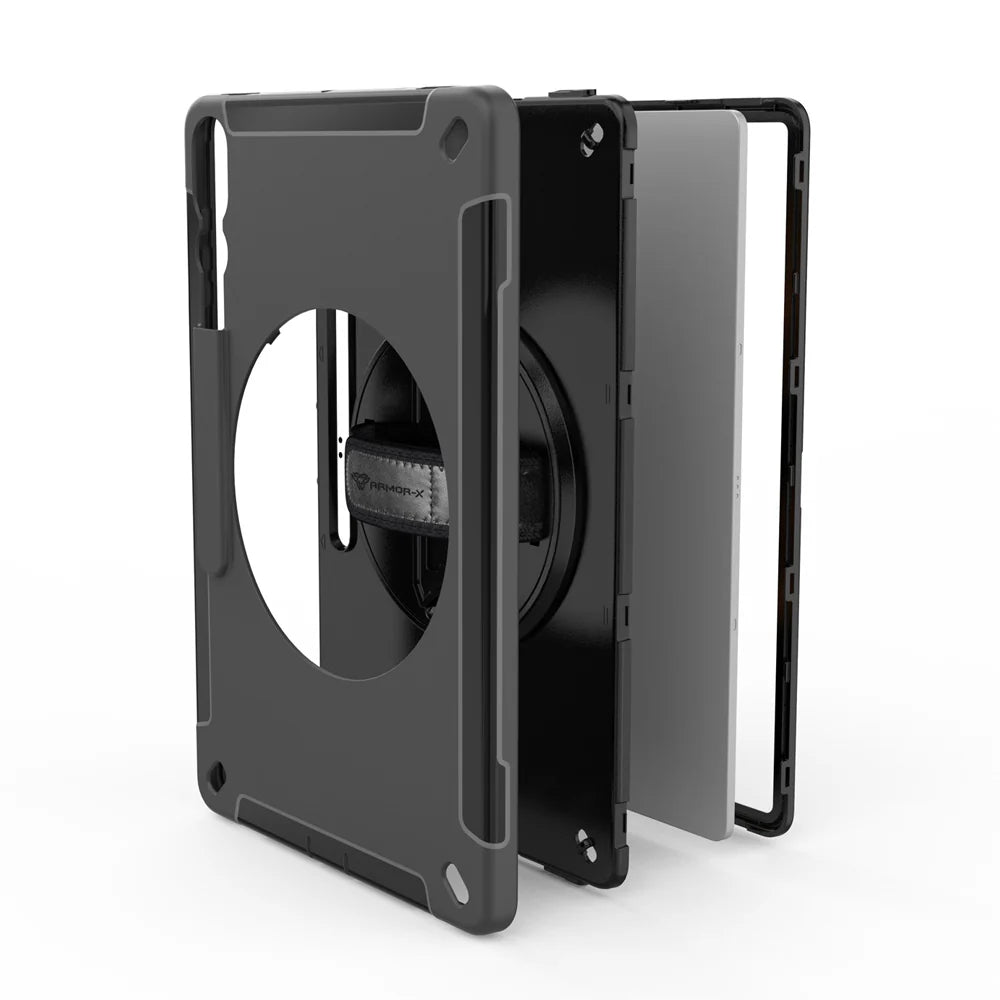 RIN-SS-X930 | Samsung Galaxy Tab S11 Ultra SM-X930 / X936 | Rainproof military grade rugged case with hand strap and kick-stand