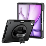 iPad Air 13 ( M2/M3 ) | Rainproof military grade rugged case with hand strap & kick-stand (built-in screen protector) | RIN-iPad-A6 — view 1
