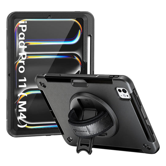 iPad Pro 11 ( M4/M5 ) | Rainproof military grade rugged case with hand strap & kick-stand (built-in screen protector) | RIN-IPAD-PR11