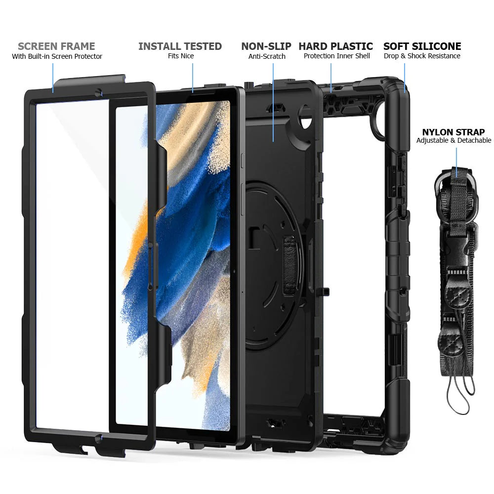 Samsung Galaxy Tab A8 (X200/X205) | Rugged Case with Strap & Kickstand | GEN-SS-X205