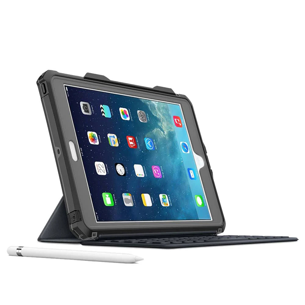 MXK-A10S | iPad 10.2 (7th & 8th & 9th Gen.) 2019 / 2020 / 2021 | IP68 Waterproof Case W/ Keyboard Connector, Pencil Holder, Hand Strap, Kickstand & X-mount