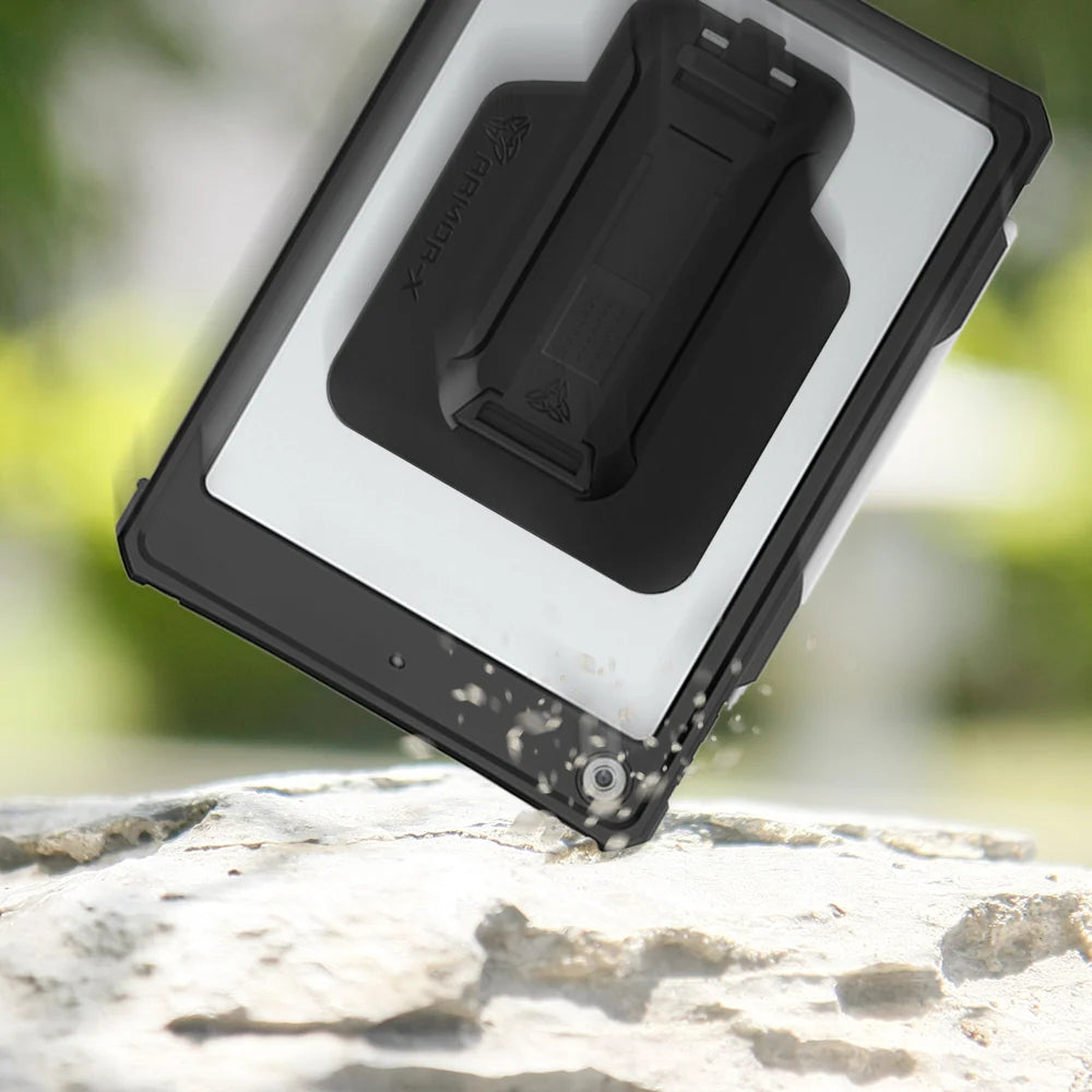 MXK-A10S | iPad 10.2 (7th & 8th & 9th Gen.) 2019 / 2020 / 2021 | IP68 Waterproof Case W/ Keyboard Connector, Pencil Holder, Hand Strap, Kickstand & X-mount