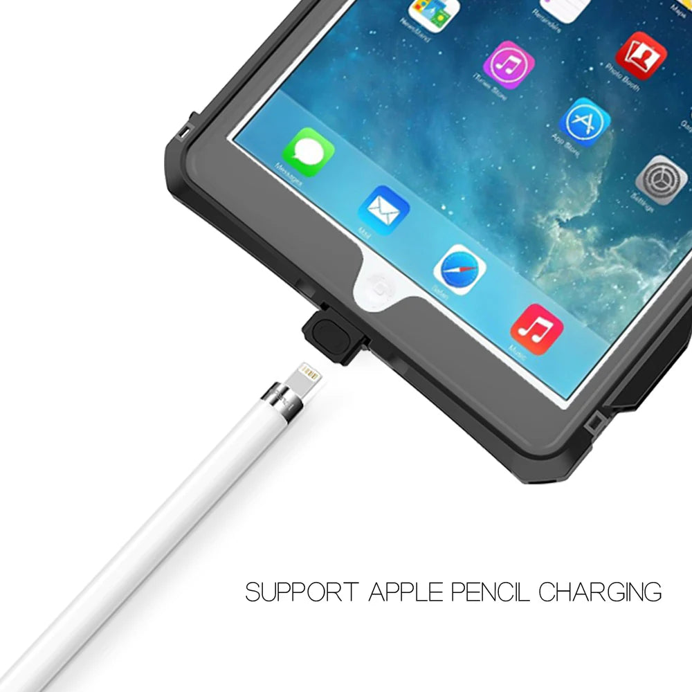 MXK-A10S | iPad 10.2 (7th & 8th & 9th Gen.) 2019 / 2020 / 2021 | IP68 Waterproof Case W/ Keyboard Connector, Pencil Holder, Hand Strap, Kickstand & X-mount