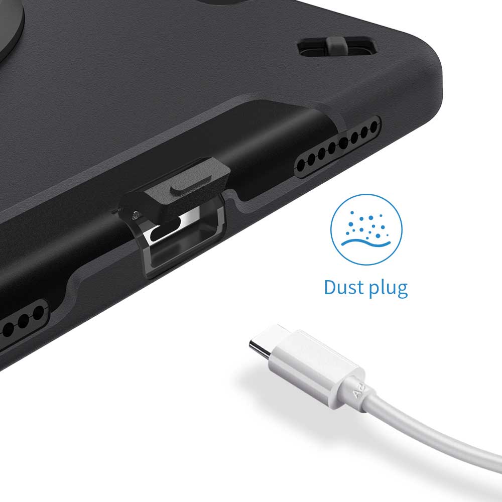 RIN-iPad-A4 | iPad Air 4 2020 / iPad Air 5 2022 | Rainproof military grade rugged case with hand strap & kick-stand & pen holder