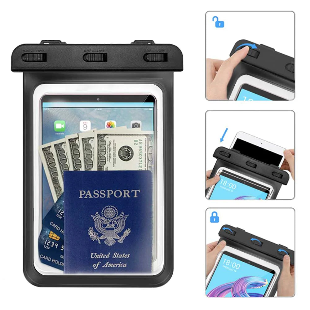 AG-W12_iPad | IPX8 Waterproof Universal Case for iPad / Tablet Up to 8.3 Inches