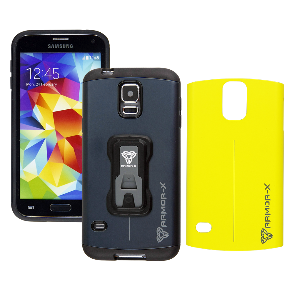 Armor-X Rugged case for Samsung S5. Dual PC design & Metal Spray | CX-S5