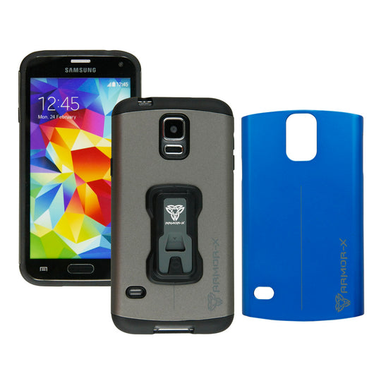 Armor-X Rugged case for Samsung S5. Dual PC design & Metal Spray | CX-S5-BLYL