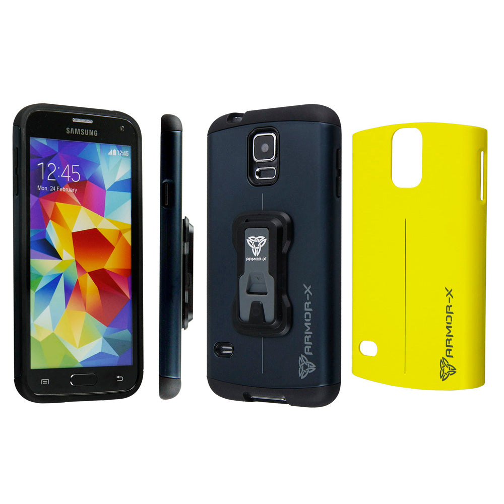 Armor-X Rugged case for Samsung S5. Dual PC design & Metal Spray | CX-S5
