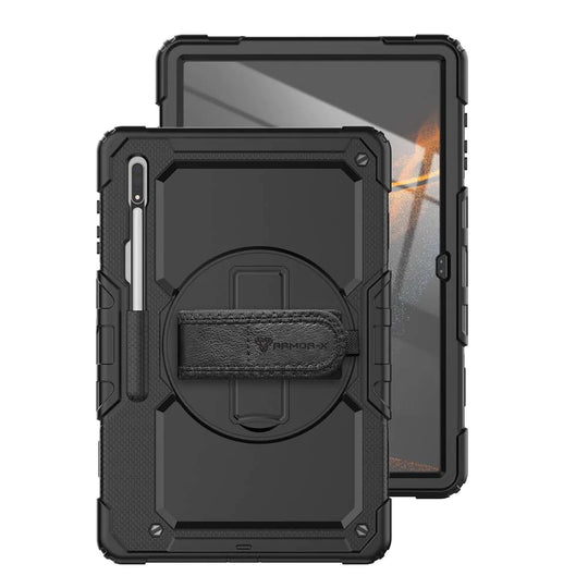 Samsung Galaxy Tab S8 Ultra SM-X900 / X906 | Rainproof military grade rugged case with hand strap and kick-stand | GEN-SS-X900
