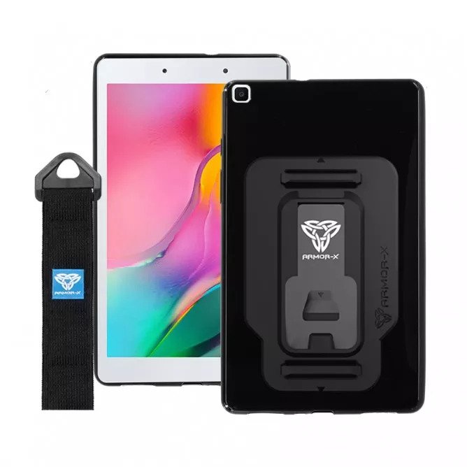 PXS-SS-T290 | SAMSUNG GALAXY TAB A 8.0 (2019) T290 T295 | SHOCKPROOF CASE W/ KICKSTAND & HAND STRAP & X-MOUNT