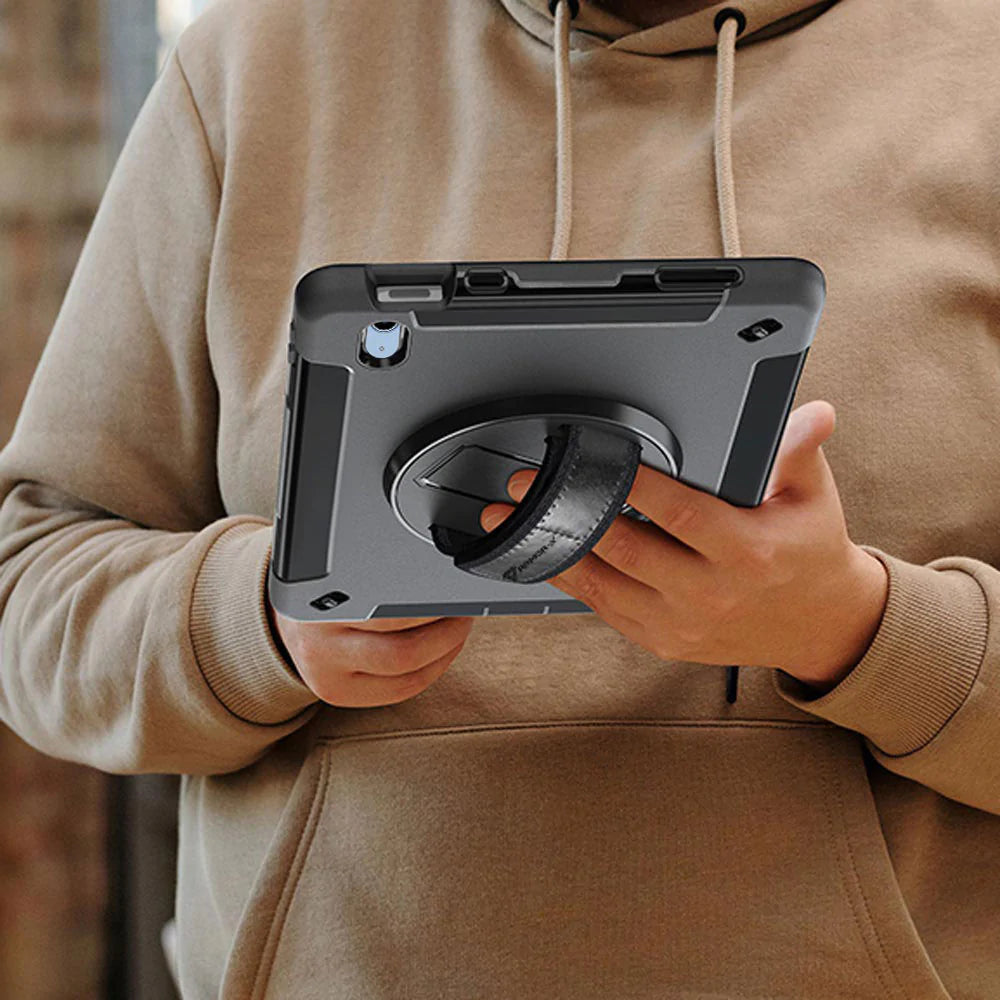 RIN-iPad-N5 | iPad 11-Inch (11th Gen / A16) | Rainproof military grade rugged case with hand strap and kick-stand & Built in pen holder