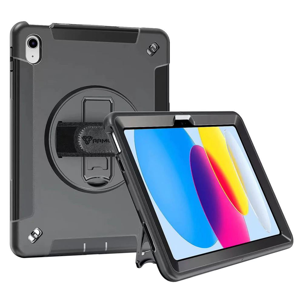 RIN-iPad-N5 | iPad 11-Inch (11th Gen / A16) | Rainproof military grade rugged case with hand strap and kick-stand & Built in pen holder