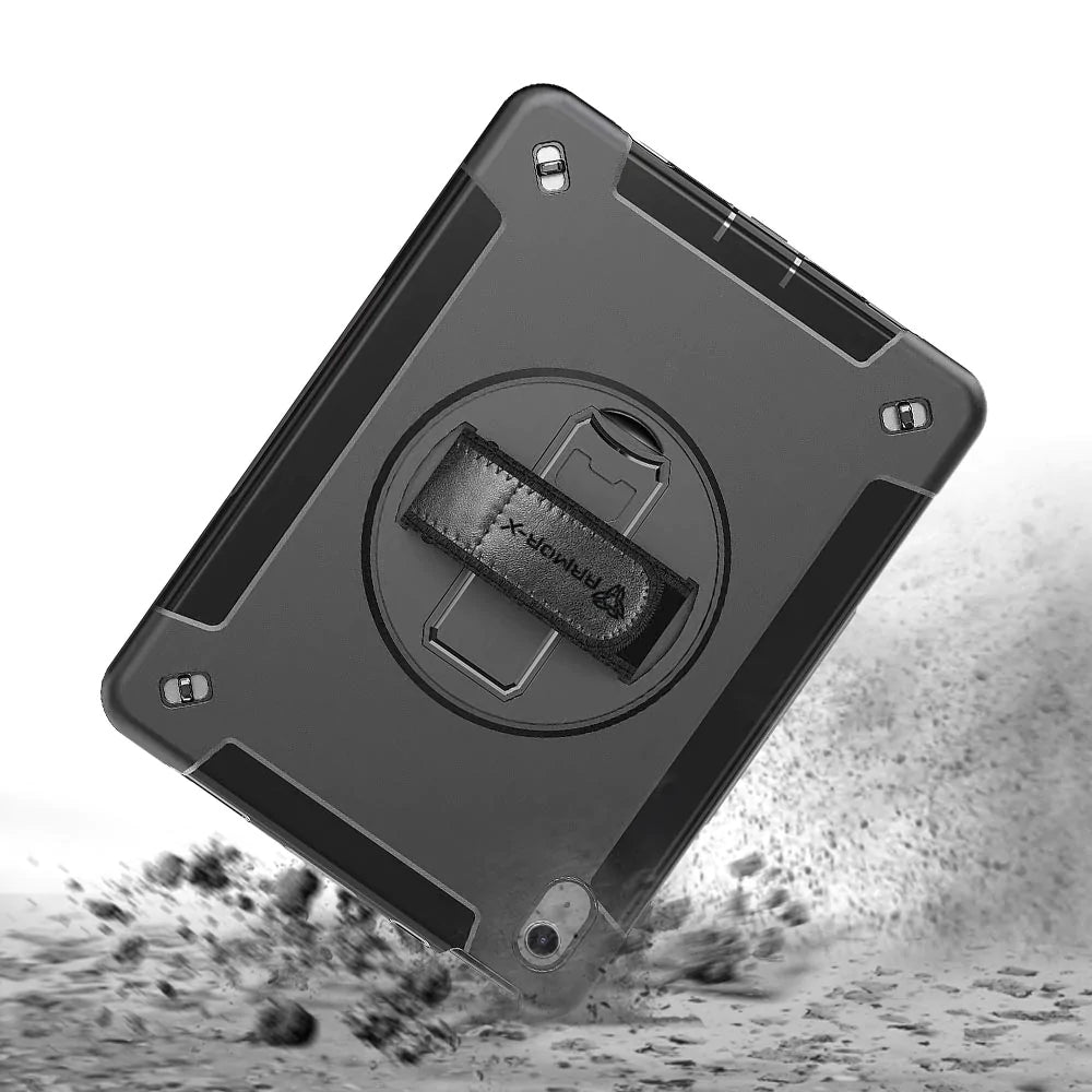 RIN-iPad-N5 | iPad 11-Inch (11th Gen / A16) | Rainproof military grade rugged case with hand strap and kick-stand & Built in pen holder